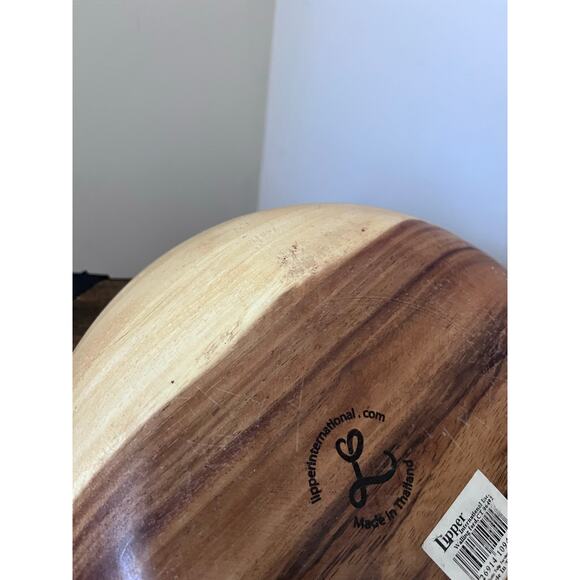 Lipper International 1094 Acacia Rustic Tulip Serving Bowl Size Medium - Picture 7 of 13